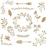 TODO-STENCIL Deco Floral 045 Elementos Florales Medidas aproximadas: Medida Exterior 25 x 25 Medida del diseño: 23 x 23